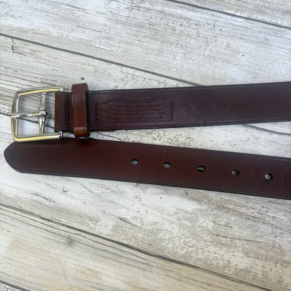 Coach Leather Belt Sz 32” Brown Silver Solid Brass Made in Italy Classic Unisex - Picture 3 of 13